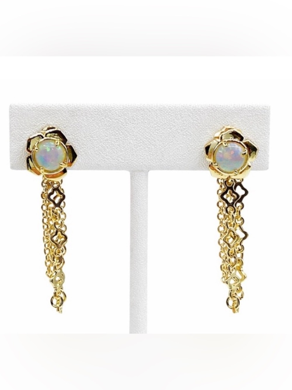 NEW Kendra Scott Susie White Kyocera Opal Convertible Ear Jacket Earrings